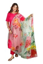 Women&#39;s Grey Scarf Dupatta Organza Dupatta Gota Work Floral Print Free Shipping - £11.49 GBP