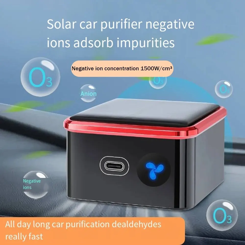 HD-2306 Solar Powered Vehicle Negative Ion Air Purifier Removes Formaldehyde and - £18.57 GBP