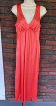 Vintage V-Neck Nightgown 34 Vanity Fair Sleeveless Nylon Pajamas Pinkish/Coral - £15.60 GBP