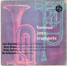 Famous Jazz Trumpets 45 rpm Louis Armstrong Bunny Berigan Bobby Hackett Bix Beid - £3.94 GBP