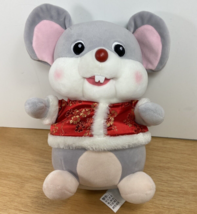 Hugs Baby  Plush Gray Mouse with Oriental Jacket Red Nosed No Paper Hang Tag - £9.38 GBP