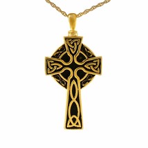 10K Solid Gold Celtic Cross Pendant/Necklace Funeral Cremation Urn for Ashes - £641.44 GBP