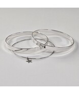 Silver Bangle Set of 3 Stacking Vintage Bracelets, Thin Dainty Everyday ... - $10.88