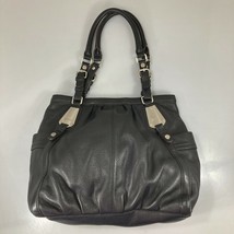 B Makowsky Black Pebbled Leather Shoulder Bag Handbag Nickel Hardware - £37.78 GBP