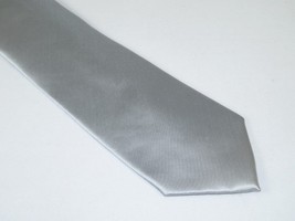 Men's Satin Silky Tie Hankie Set J.Valintin Private Collection R65 Solid Silver image 3