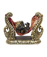 Baby Ganesh 88282 Lying on Peacock Stand Hammock Black Red Gold 8&quot; L - $48.41 CAD