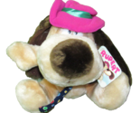 VINTAGE RUSS RUPERT Dog + TAGS Plush Stuffed Puppy Tie Pink Hat Ear Tag ... - $16.20