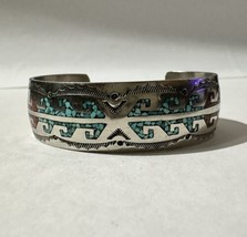 IMPORTANT VINTAGE NAVAJO NAKAI FAMILY TURQUOISE INLAY BRACELET - $186.20