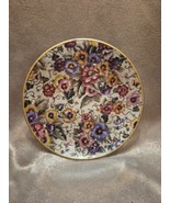 Vintage 10&quot; Floral Design Decoupage Plate With Gold Trim - $14.46