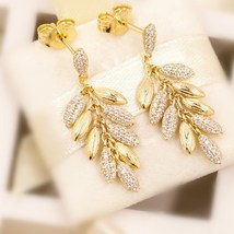 Shine Collection Floating Grains Dangle Earrings With Clear CZ - $18.88