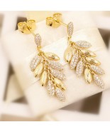 Shine Collection Floating Grains Dangle Earrings With Clear CZ - $25.90 CAD