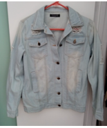 UNISEX  DESTRUCTED COTTON  BLEACH WASH  JEAN TRUKER JACKET w POCKETS - $331.01 MXN