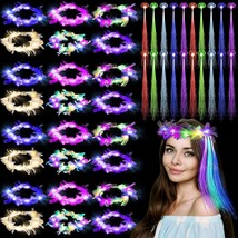 54 Pcs LED Feather Crown Headband Glow in the Dark Party Supplies Multicolor Lig - £45.03 GBP