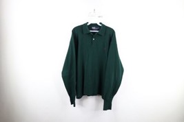 Vtg 90s Ralph Lauren Mens XL Distressed Lambswool Knit Collared Sweater Green - £55.35 GBP