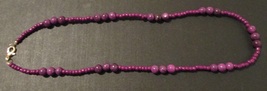 Beaded necklace, purple, gold lobster clasp, 22.5 inches long - £18.32 GBP