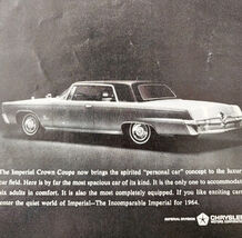 1964 Chrysler Imperial Crown Advertisement Automobilia Classic Luxury DW... - €8,58 EUR