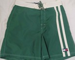 Mens Tommy Hilfiger swim trunks board shorts L large green surfer pocket... - $14.84