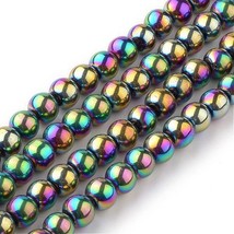 50 Rainbow Glass Beads Round 6mm BULK Spacers Jewelry Making AB Shimmer - $4.50