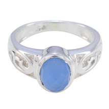 Natural Jewelry Blue Chalcedony Weddings Rings For Easter Gift AU - £19.49 GBP