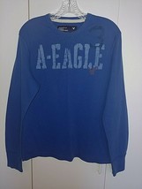 AMERICAN EAGLE MEN&#39;S LS BLUE WAFFLE WEAVE PULLOVER KNIT SHIRT-L-GENTLY WORN - $6.99