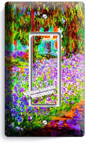 IRISES GARDEN CLAUDE MONET PAINTING 1 GFI LIGHT SWITCH WALL PLATE ROOM ART DECOR