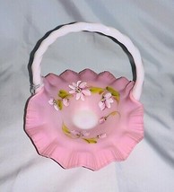 Fenton Art Glass Handpainted Rosalene Basket Vase MIB 4178Z1 - $135.00