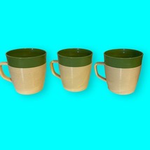 Vintage Raffiaware Coffee Mug Cup Ribbed Lot Of 3 Green Thermo Temp Handles - $24.31