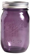 1 Purple Glass Mason Jar +Lid &amp; Band PINT Reg Mouth 5.25&quot; American Herit... - $31.38