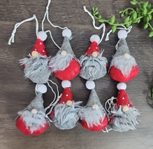 Red Gray Gnome Christmas Ornaments Mini Miniature Tree Felt 3&quot; Set Of 8 NEW - $12.99