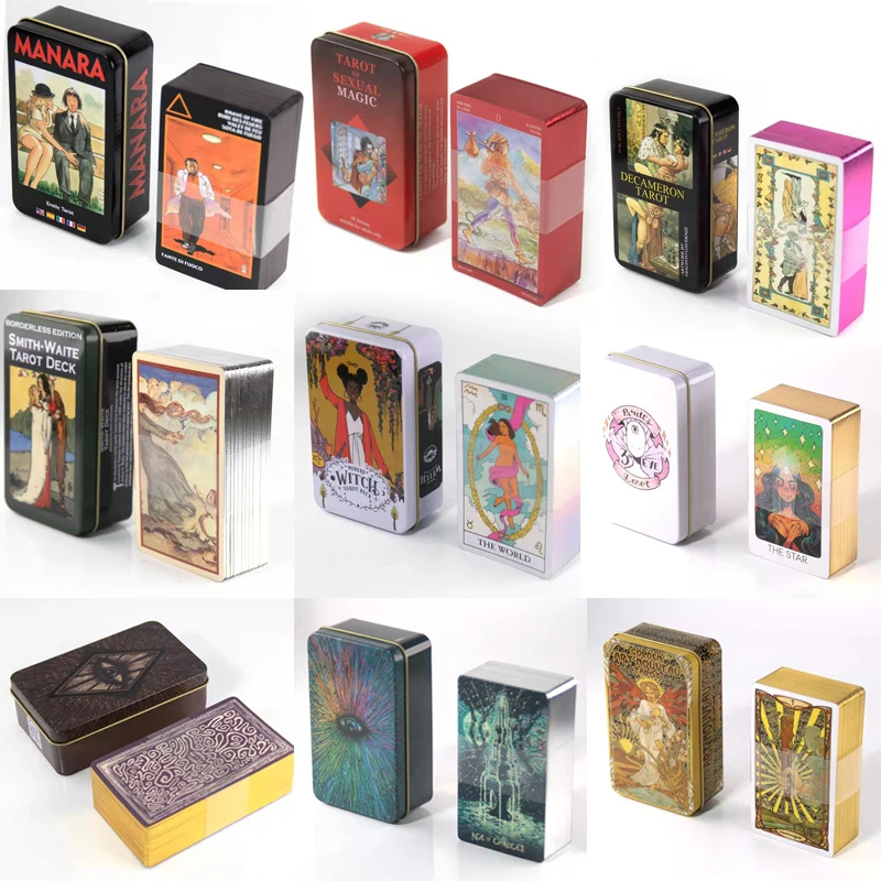 New Upgrade Card Edge Tarot Oracle Cards 78 Cards Tin Metal Box Party Personal - £13.08 GBP+