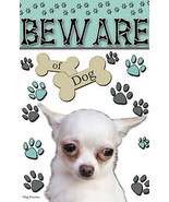 White Chihuahua Puppy Beware Of Dog Double Sided Funny Pet Garden Flag E... - £10.61 GBP