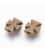 5 Cross Beads Antiqued Bronze Spacers Metal Religious Catholic Findings ... - £2.75 GBP