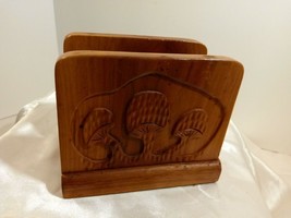 Vintage Wooden Hand-Carved Mushroom Napkin Holder The Wood Whittler&#39;s TN - $24.75
