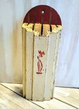 Vintage Wooden Hanging Knife Block Rustic Farmhouse Red Off-White Floral  - $7.91
