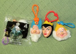 Vintage Snow White Plush Clip On Lot Mc Donalds Disney With Evil Queen Toy Set - $4.50