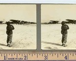 Boy Looking at Military Planes on Flight Line 1930&#39;s Original Stereoview  - $49.63