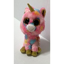 New Ty Beanie Boos Plush Pink Unicorn Fantasia Gold Eyes Feet Horn Stuff... - $9.89