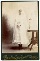 Antique Circa 1880s Cabinet Card Bailey Young Girl First Communion Columbia PA - £9.66 GBP