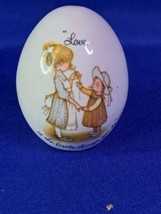 Vintage Holly Hobbie Ceramic Egg Decor &quot;Love Is The Little Things You Do... - £6.01 GBP