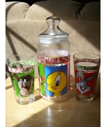 Looney Tunes Glass Jar with Lid and Tumbler Glasses - £27.52 GBP
