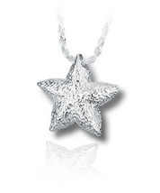 Sterling Silver Starfish Funeral Cremation Urn Pendant for Ashes w/Chain - £238.45 GBP