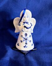 Vintage Kurt Adler Angel Ornament w Book Delft Blue Porcelain 3.5&quot; Tall - $11.88
