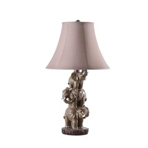 21&quot; Brown Elephant Trio Table Lamp With Brown Bell Shade - £112.53 GBP