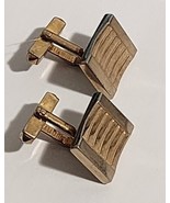 Vintage SWANK Gold Tone Cufflinks Concave Grooved  Rectangle Chunky Weighty - £5.97 GBP