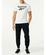 Reebok Identity Big Logo Tee White/Black Logo Size Small Mens Crewneck - €17,04 EUR