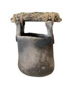 Rustic Folk Art Ceramic Pottery Wishing Well Driftwood Twine Planter Gra... - $55.21 CAD