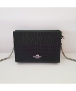 Coach CR237 Croc Embossed Leather Slim Crossbody Black Handbag - $112.12