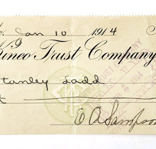 1914 Kineo Trust Company Bank Check E.A. Sampson Dover Maine Signed 5091... - $369.57 MXN