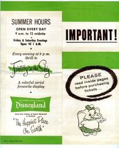 Disneyland Important Ticket Information Brochure 1950's + Auto Park Ticket - $84.37