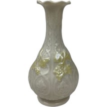 Belleek Ireland Porcelain Vase Grape Vine Canary Luster Vintage Green Mark 7&quot; - £21.78 GBP